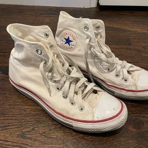 White converse high tops Womens size 9